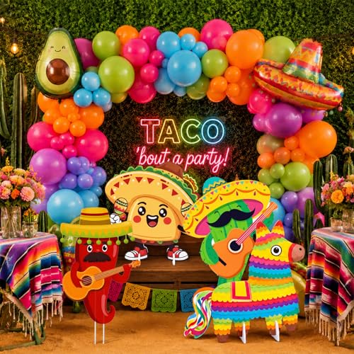 Sabary 4 Pcs Large Fiesta Mexican Party Decorations Taco Cactus Sombrero Llama Cardboard Cutouts for Fiesta Mexican Themed Taco Party Birthday Day of the Dead Decor Supplies by Sabary - Used condition - Image 4