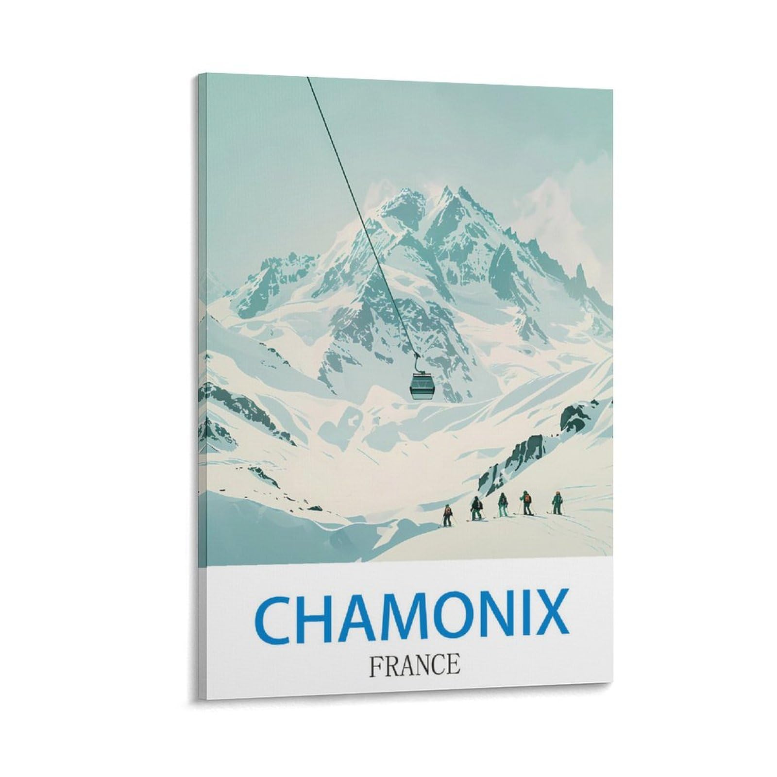 Fzyuen Frame-Style Chamonix France Vintage Travel Poster Ski 12X18inch(30X45cm) Canvas Wall Art Prints For Wall Decor Room Decor Bedroom Decor