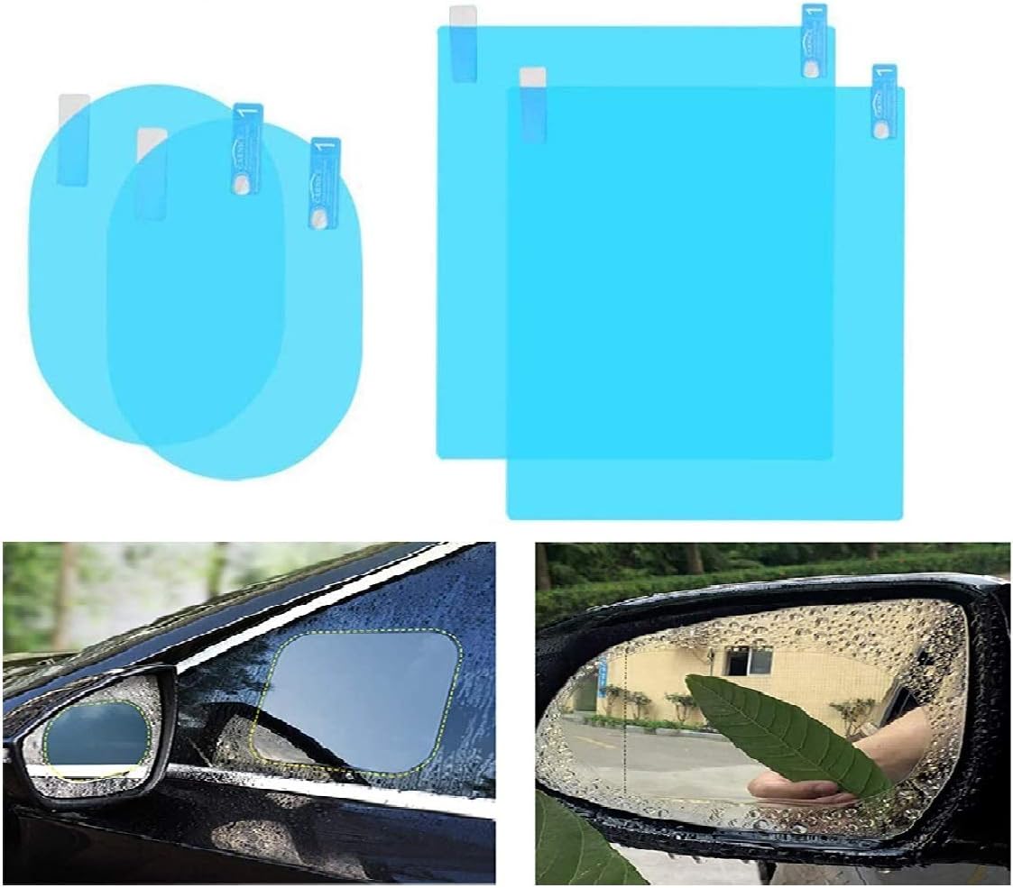 oFami Car Rearview Mirror Anti Fog Protective Film,Rainproof Anti Glare Nano Coating Car Rearview Mirror Film and Side Window Film,HD Waterproofing Rainproof Automobiler Membrane 4pcs(Oval+Rec)