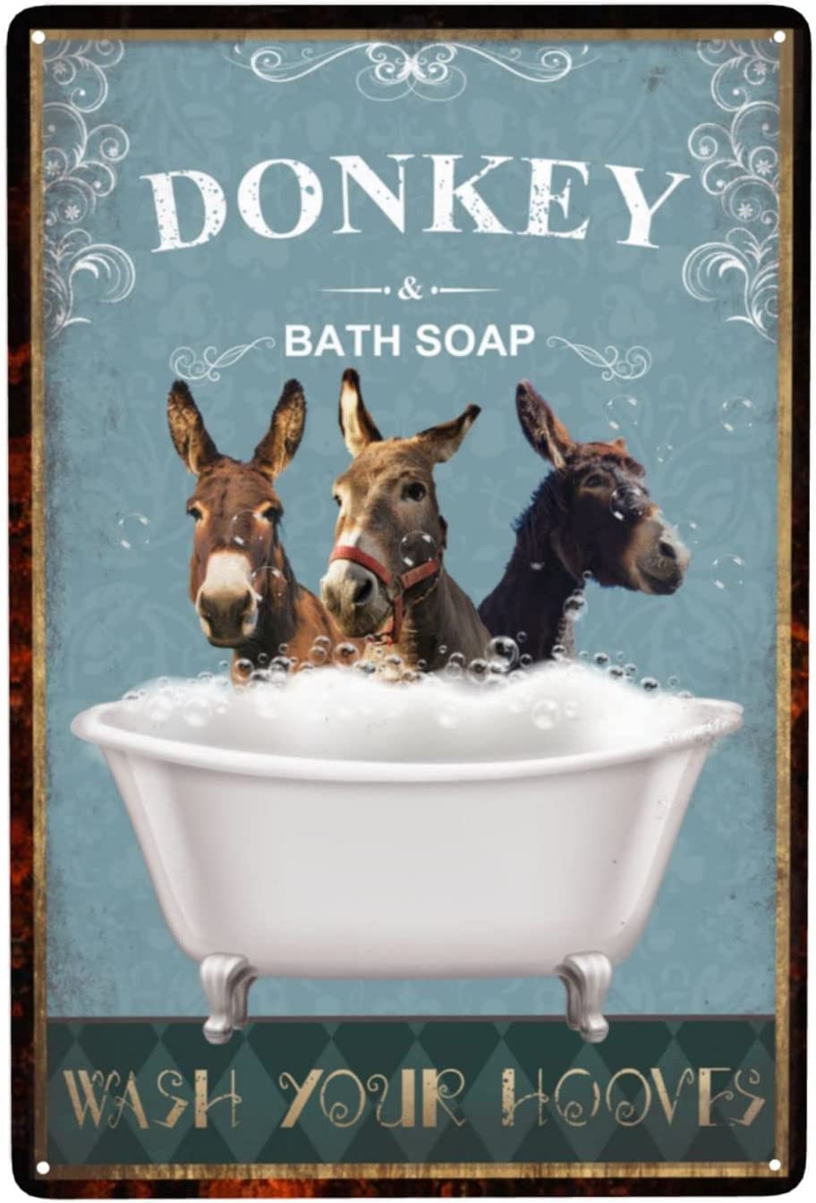 Haosensix Funny Donkey Vintage Metal Tin Sign Bar Wall Decor Vintage Pattern Home Decor Tin Painting Suitable for Bathroom Wall Art Posters 8x12 Inch