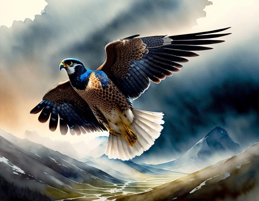 Affiches sur toile grand format Falcon au-dessus des Highlands pour salon moderne