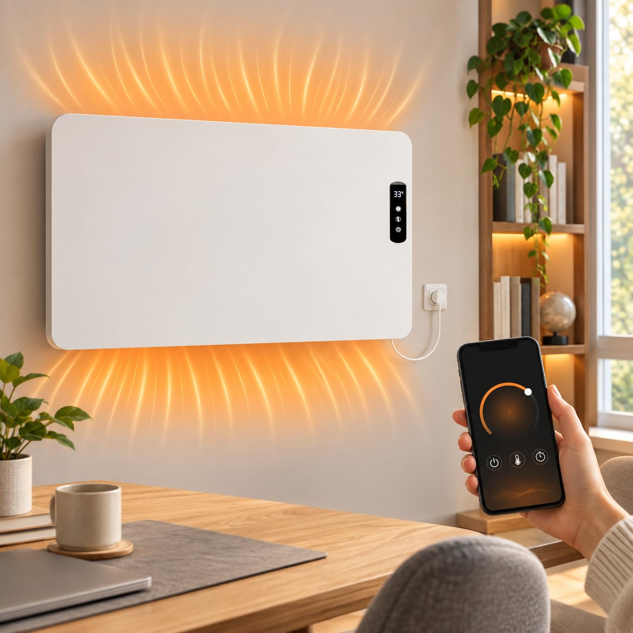Calefactor de Pared, Convector Eléctrico Inteligente con Control WiFi 400W