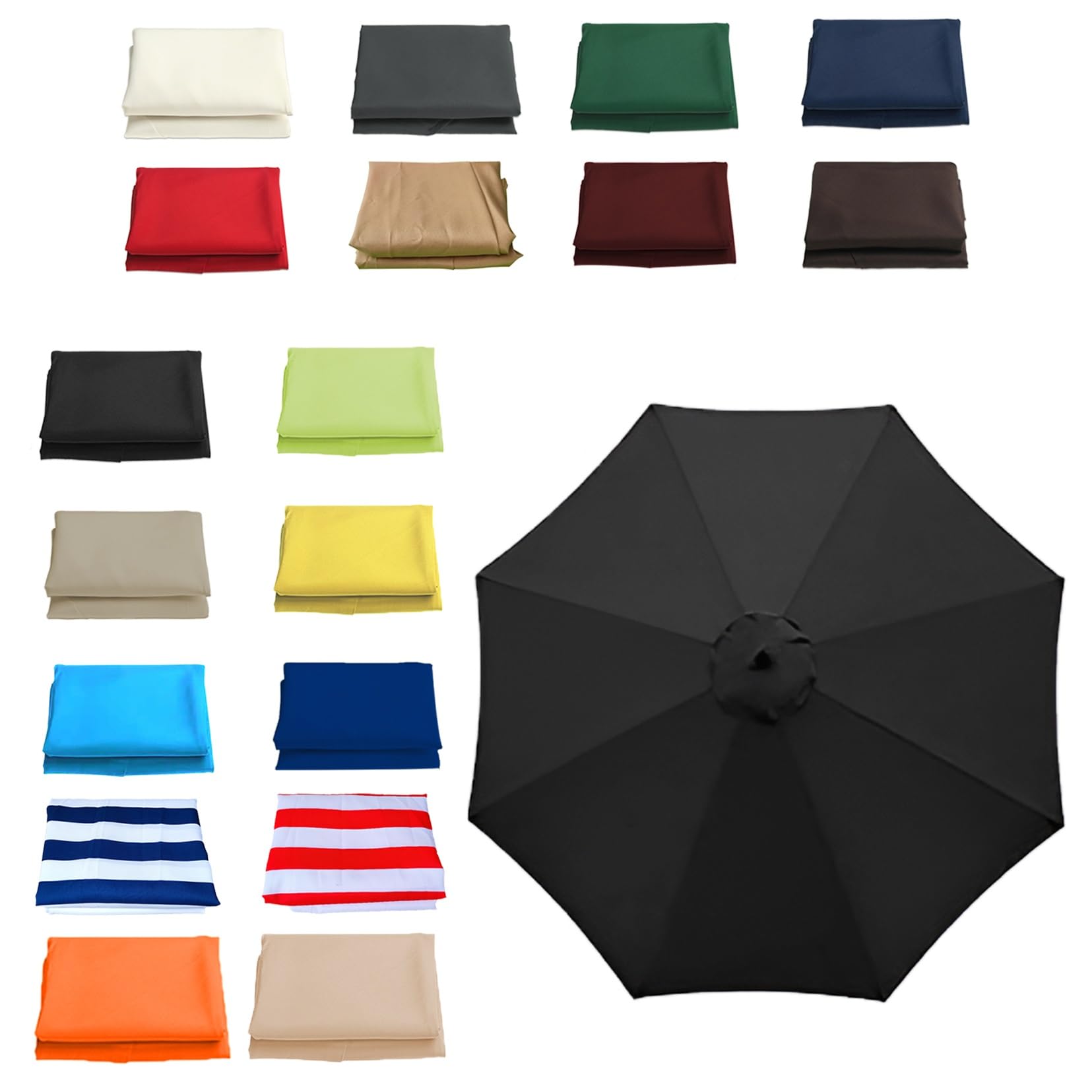GZDXBF Patio Umbrella Replacement Canopy Top 11.5FT 9.8FT 8.8FT 8.2FT Parasol Canopy Cover for Outdoor Backyard Pool Umbrellas Cantilever Parasol Replacement Cover(Black,8 RIBS/230CM(7.5FT)) : Patio, Lawn & Garden
