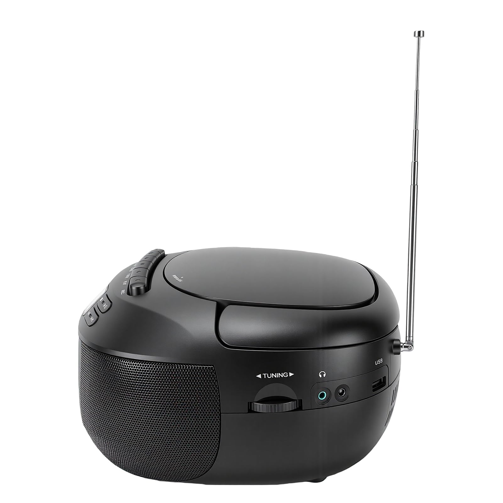 CCYLEZ Przenośny Odtwarzacz CD z Bluetooth, Zestaw Stereo Retro z Podwójnymi Głośnikami 3 W, Radio FM, Magnetofon Kasetowy, Wejście USB/AUX dla Seniorów Podróżujących W Domu (wtyczka UE)