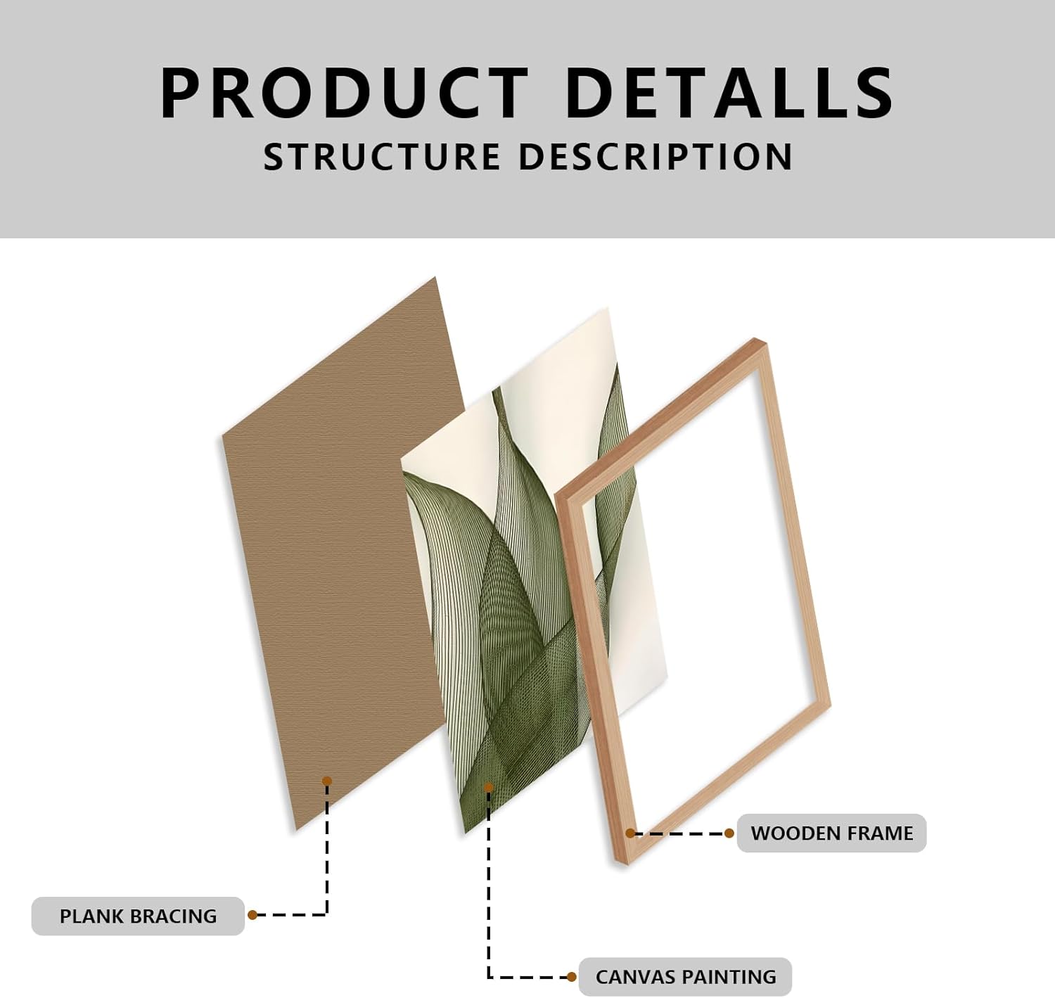 Green Leaf Wall Art Set of 2 with Wooden Frame – Minimalist Botanical Plant Prints, Modern Boho Tropical Leaves Painting, Framed Picture Wall Decor 12x16 Inch