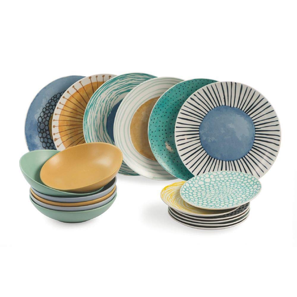 Villa d'Este Home Tivoli 2195378 Marea - Mesa de 18 piezas, porcelana + gres