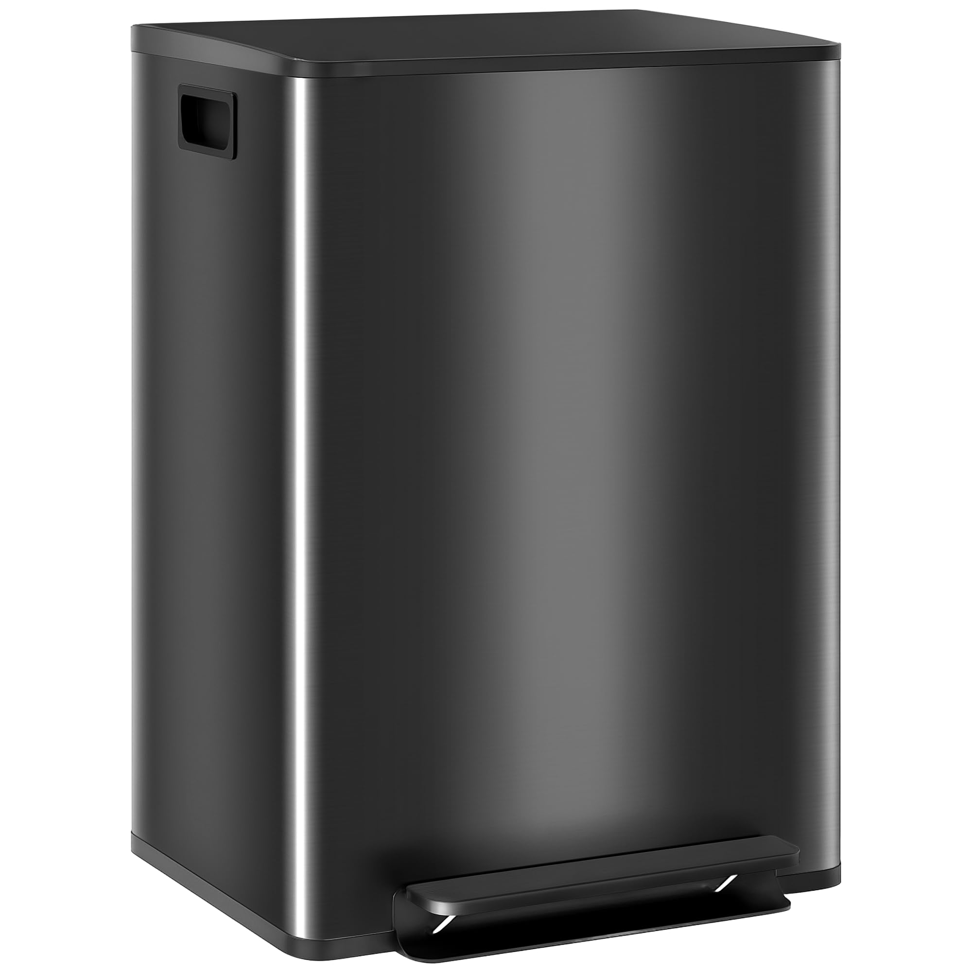 Homcom Unisex Black 2 X 30L Double Kitchen Bin, Pedal Bin With Soft-Close Lid,
