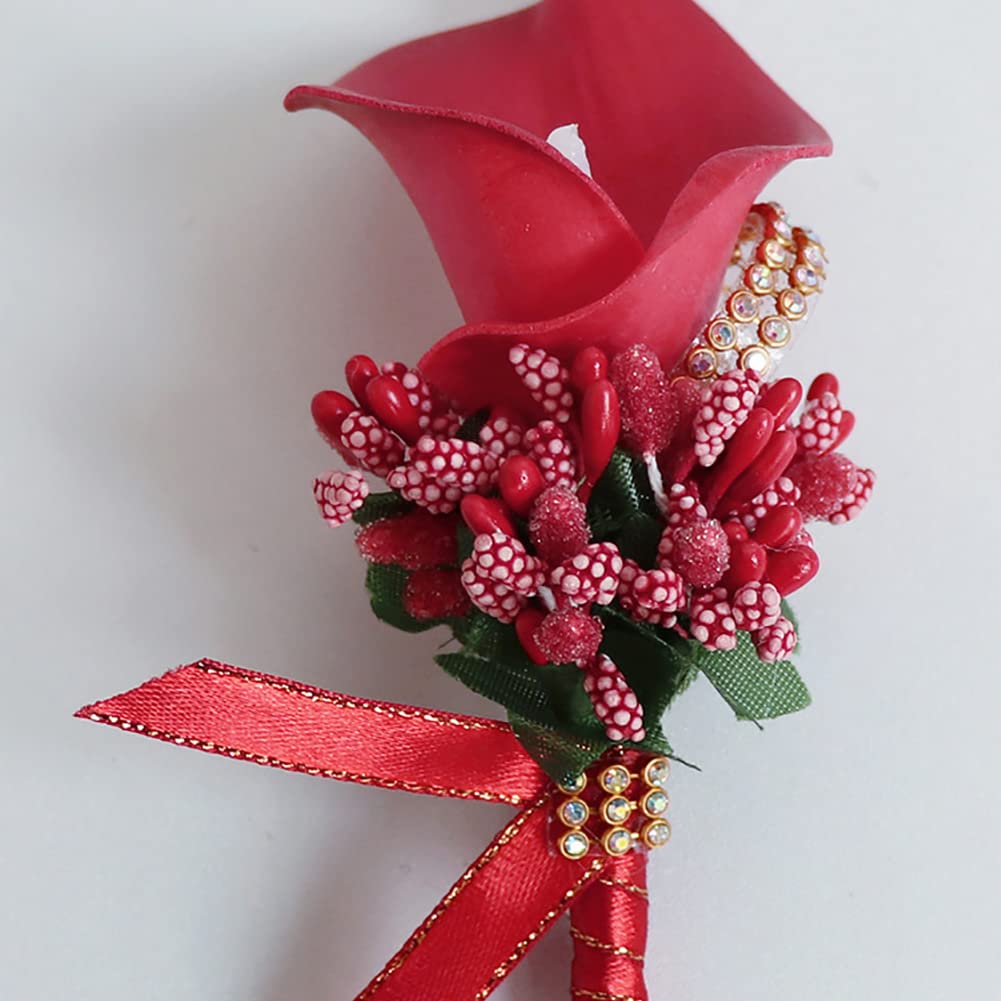 6 Boutonnière E Corsage Finti In Seta Per Matrimonio – Spille Floreali Per Sposa, Damigiane E Invitati – Vari Colori - 5