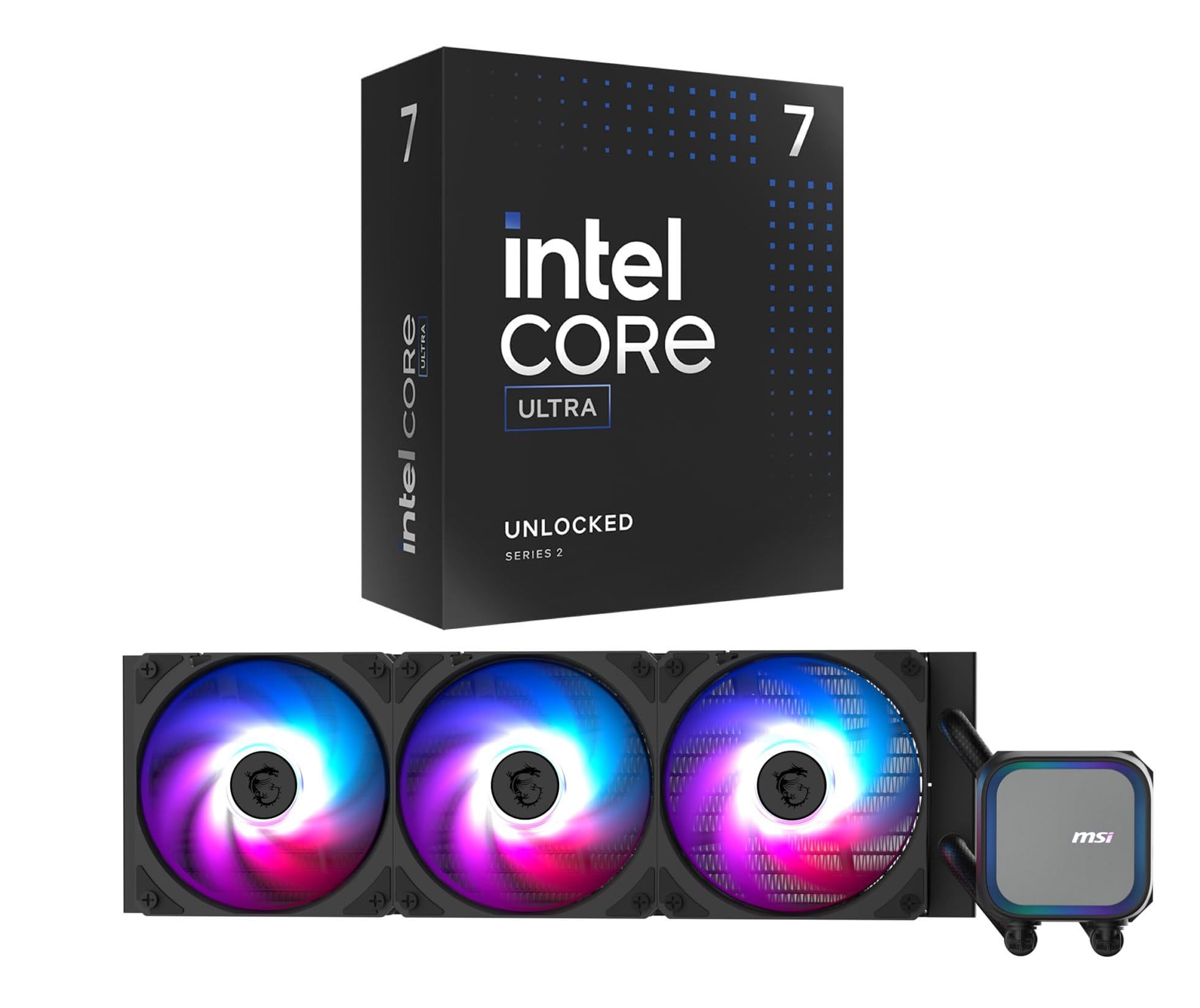 MICRO CENTER CPU AIO Combo - Ultra 7 265K Desktop Processor 20 cores up to 5.5 GHz with MAG CORELIQUID A13 360 CPU Liquid Cooler, Black