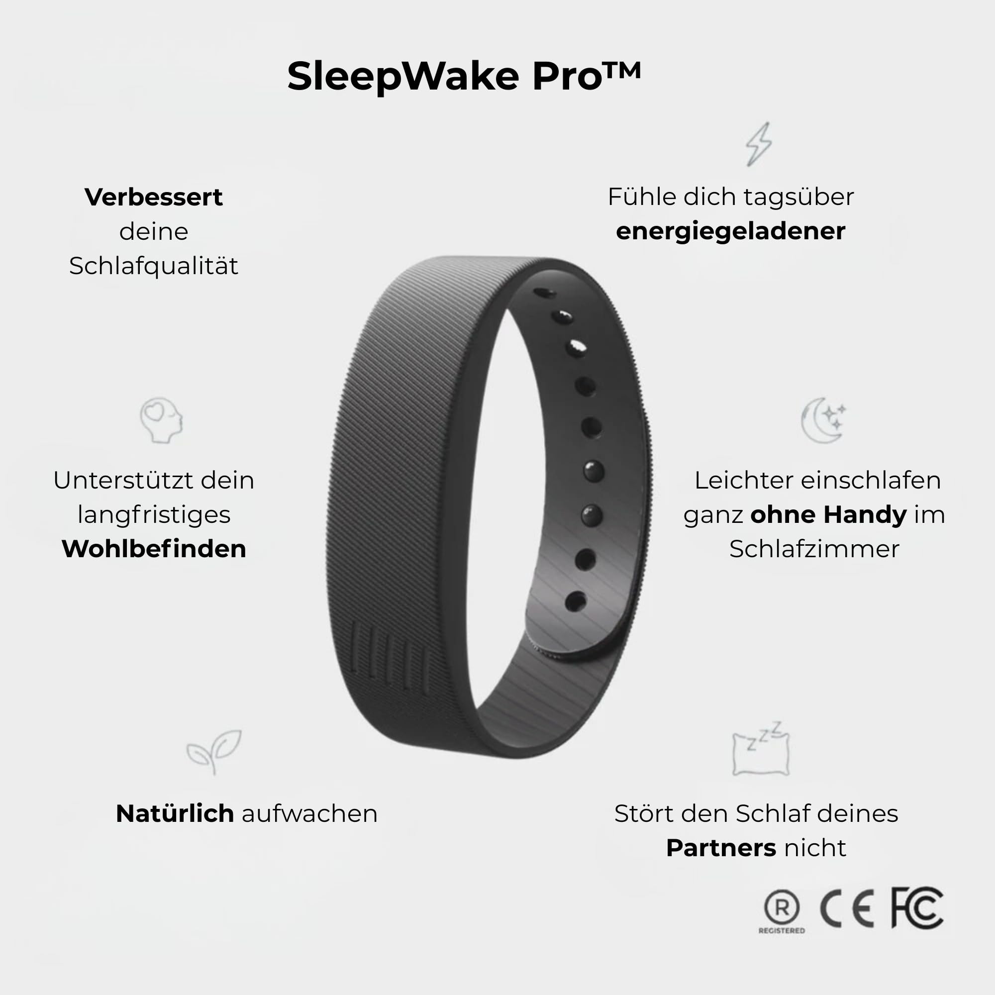 MEIION Belliv SleepWake Pro, Vibrations Wecker Armband für Tiefschläfer, Leises Aufwachen ohne Ton, Schlafphasen Erkennung, Smartes Wecker Armband mit Langer Akkulaufzeit