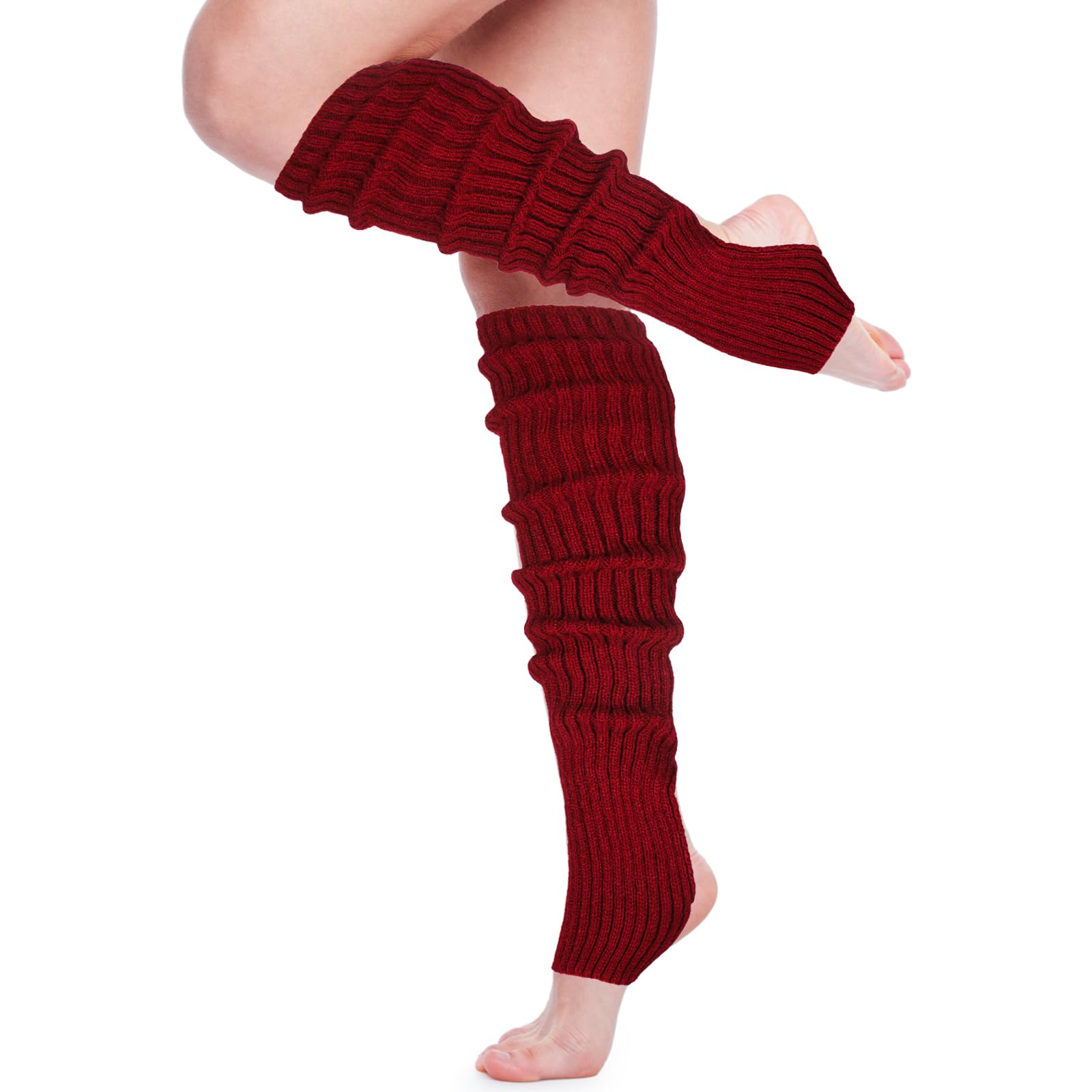 SATINIORLong Stirrup Yoga Leg Warmers 24 Inch over the Knee Ribbed Knit Leg Warmer for Women 80s Party Dance Sports