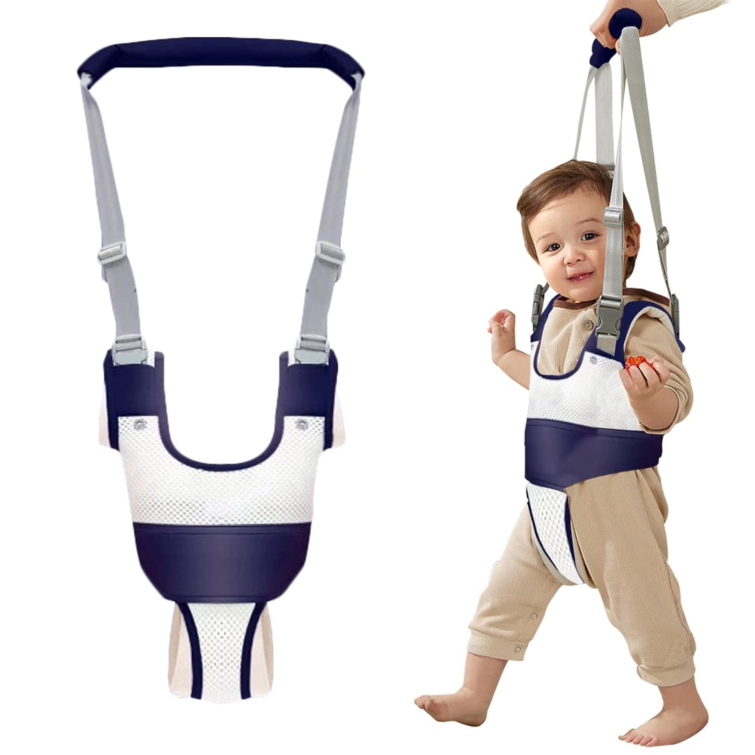 Baby Walking Harness Adjustable Handheld Kids Walker Helper Assistant Belt for Learning Walk Trainer Tool Walking Wing, 3D Mesh DarkBlue