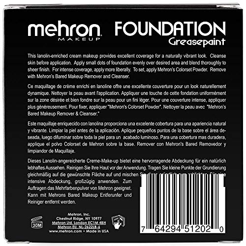 Mehron Makeup Foundation Greasepaint (1.25 Oz) (Black) #TOP3