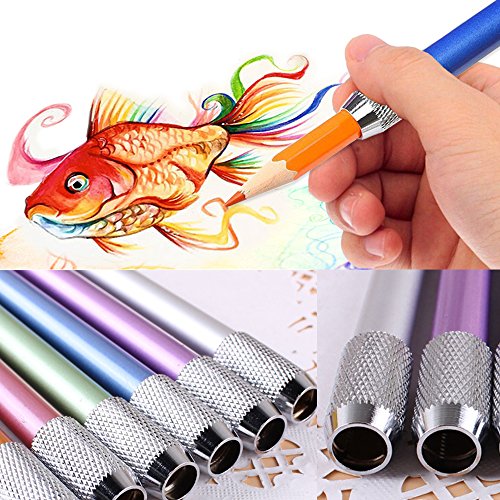 Pencil Lengthener Extender Holder With Pencil Case Box, Assorted Colors Lightweight Comfortable Hold By Amison, 6Pcs #TOP2