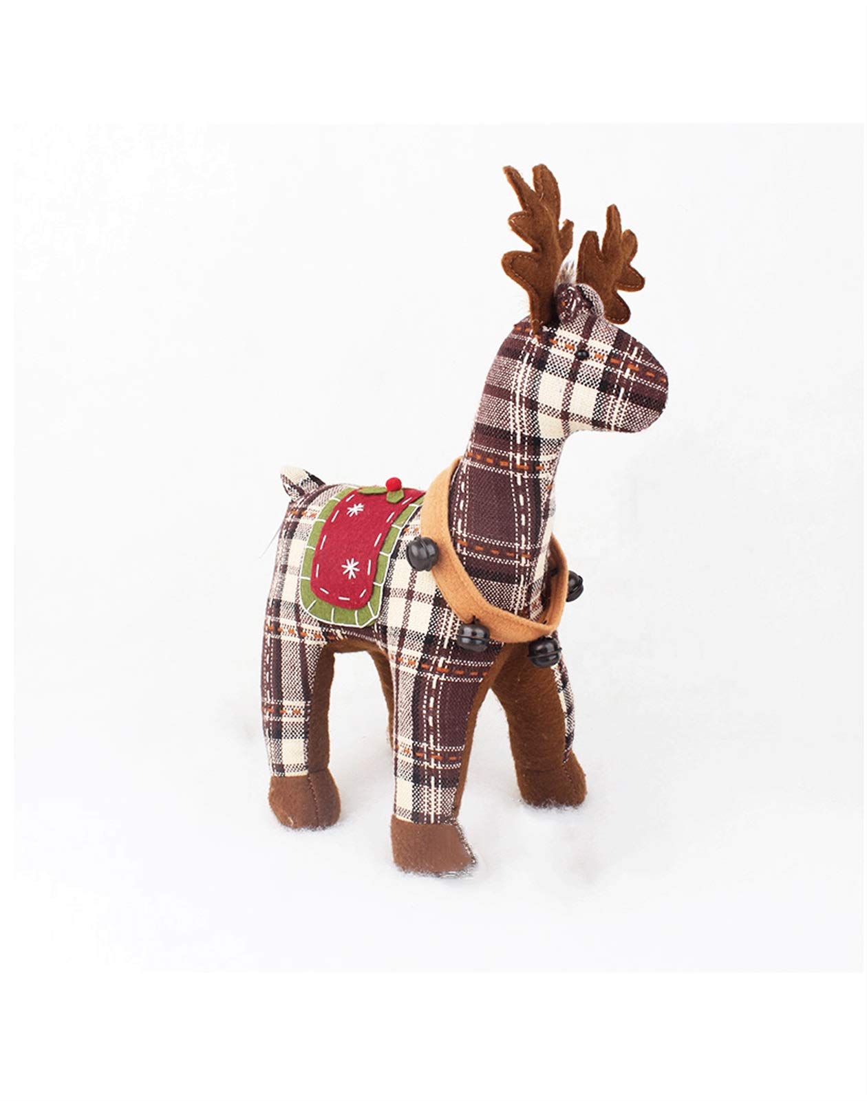 Poupée en tissu renne de Noël marron pour décoration de fenêtre