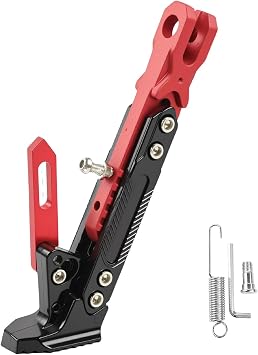 Motorcycle Kickstand for Honda AirBlade 2022-2023, Aluminum Adjustable Foot Side Support Parking Kickstand, Motor Scooter Modified Foot Side Stand,C Red