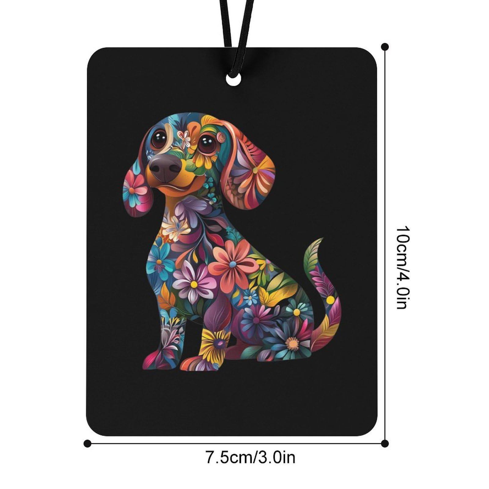 Dachshund Flower Funny Dog Car Air Freshener Hanging Aromatherapy Tablets for Car Accessories Square