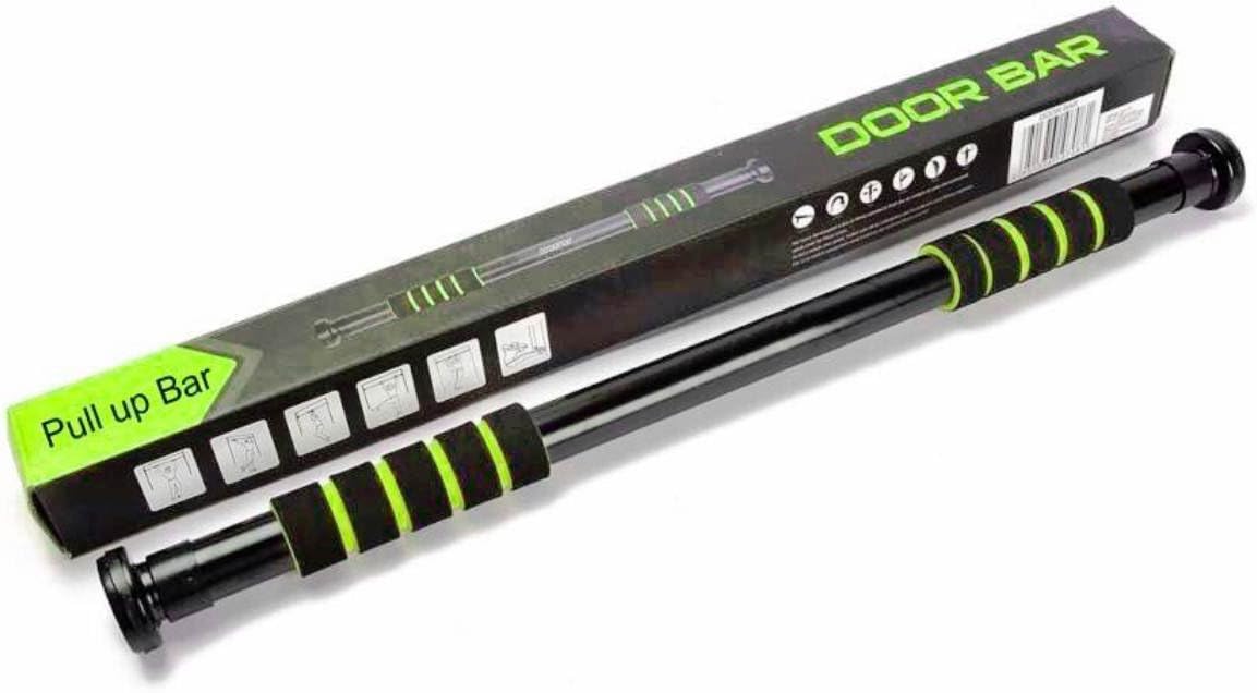 LAFILLETTE Stainless Steel Multipurpose Indoor Gym Pull up Chin Ups Door Bar (Black and Green)