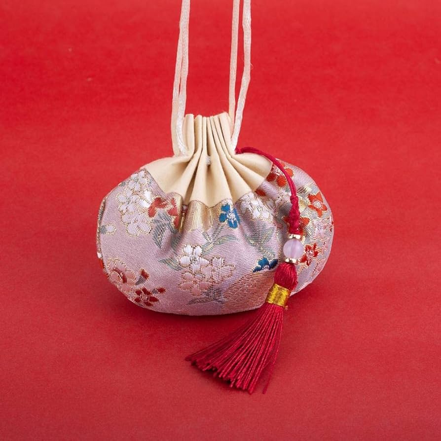 Amazon.co.jp: 巾着袋中華風サシェバッグ 4個 刺繍フラワー