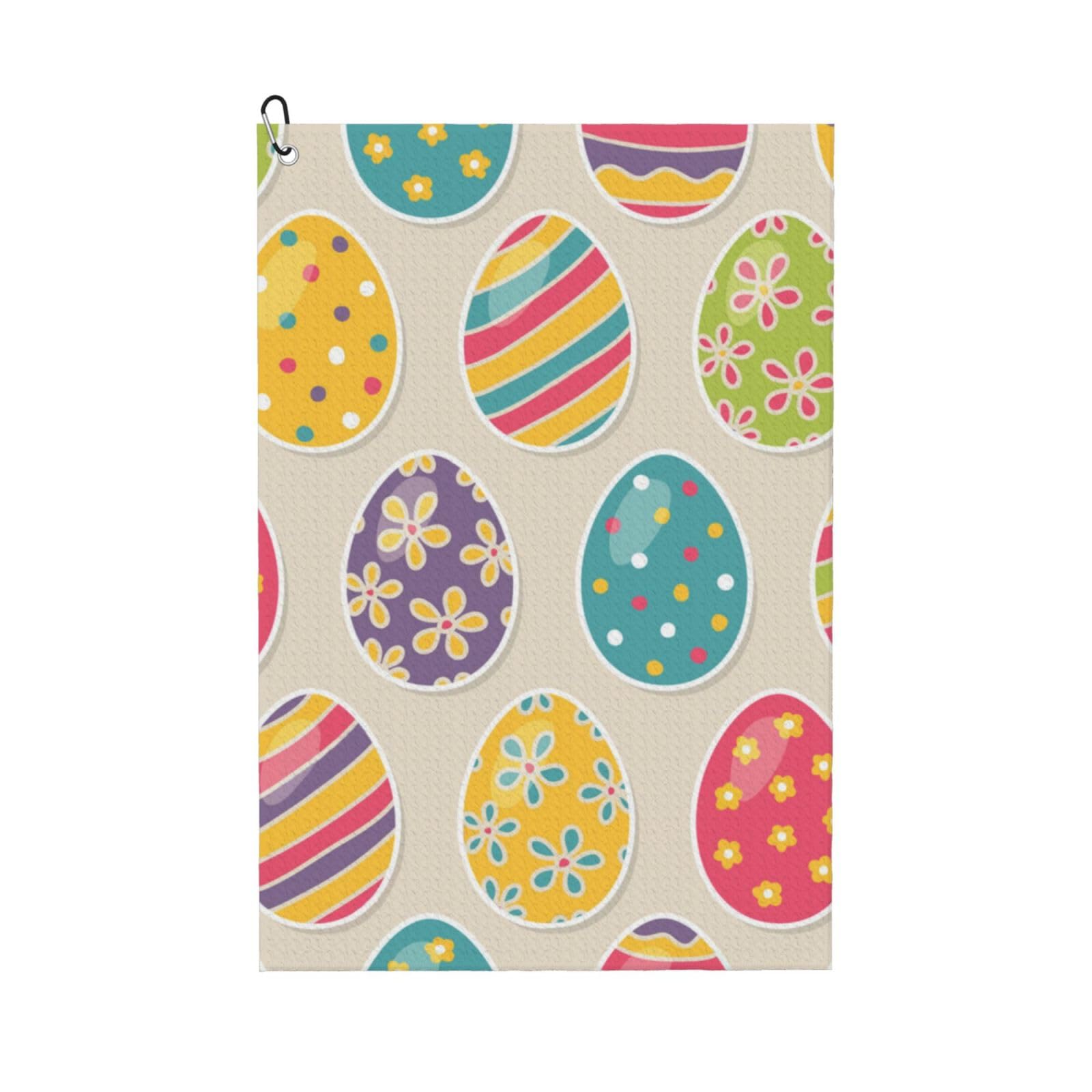 Hnnkloy Easter Eggs, 16x24 in Portable Waffle Golf Towels with Carabiner Clip for Golf Bag