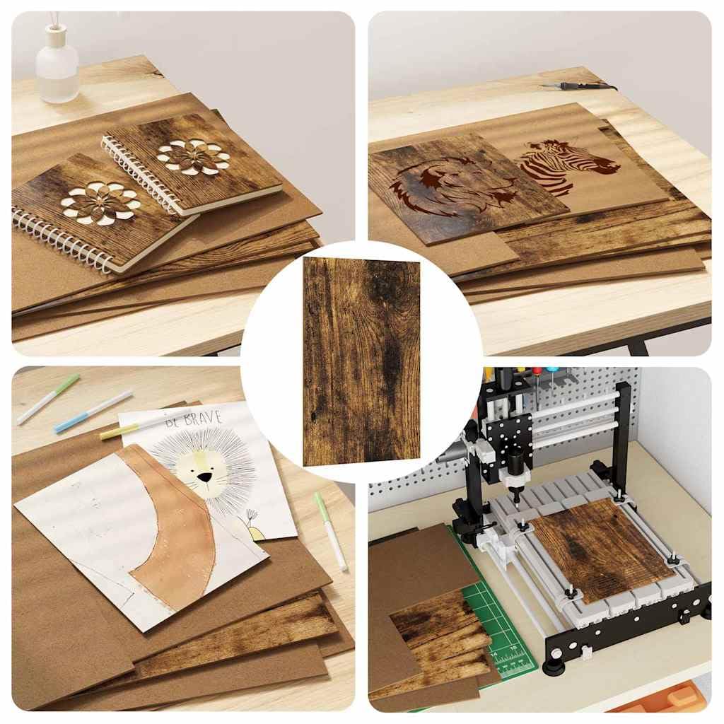 Dekoplatten Holzwerkstoff Geräucherte Eiche 30 x 42 x 0,27 cm 50 Stück Innenbereich Bastelholz DIY Holzrohling zum Bemalen Schnitzen Gravieren für kreative Handwerksprojekte und Dekoration