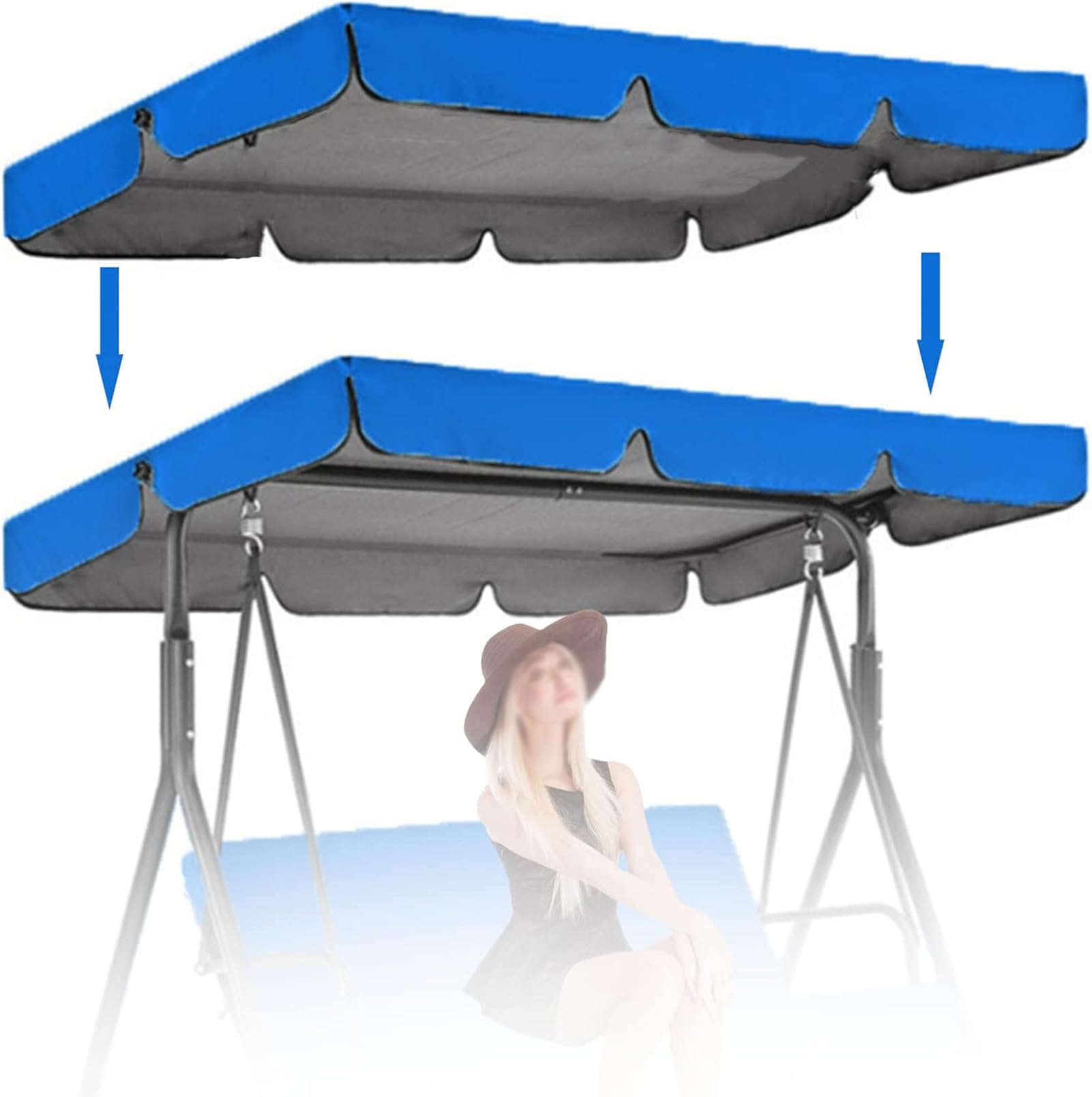 Swing Chair Canopy Replacement Portable Seater Garden Swing Seat Canopy Cover Replacement Canopy for Swings Seat Outdoor Swings Chair Canopy for Patio Porch and Garden,02,164 * 114 * 15cm