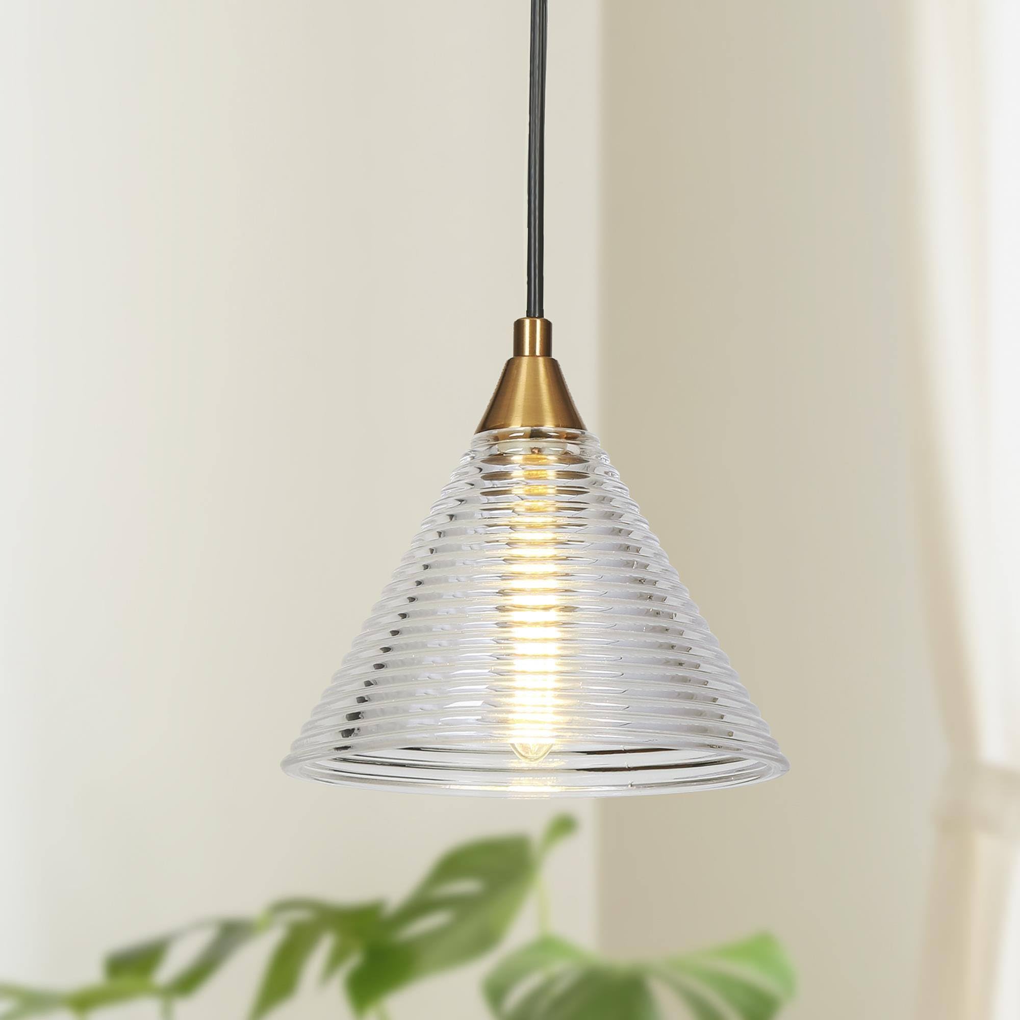 KSANA 6.9” Gold Pendant Light, Modern Brass Pendant Lighting