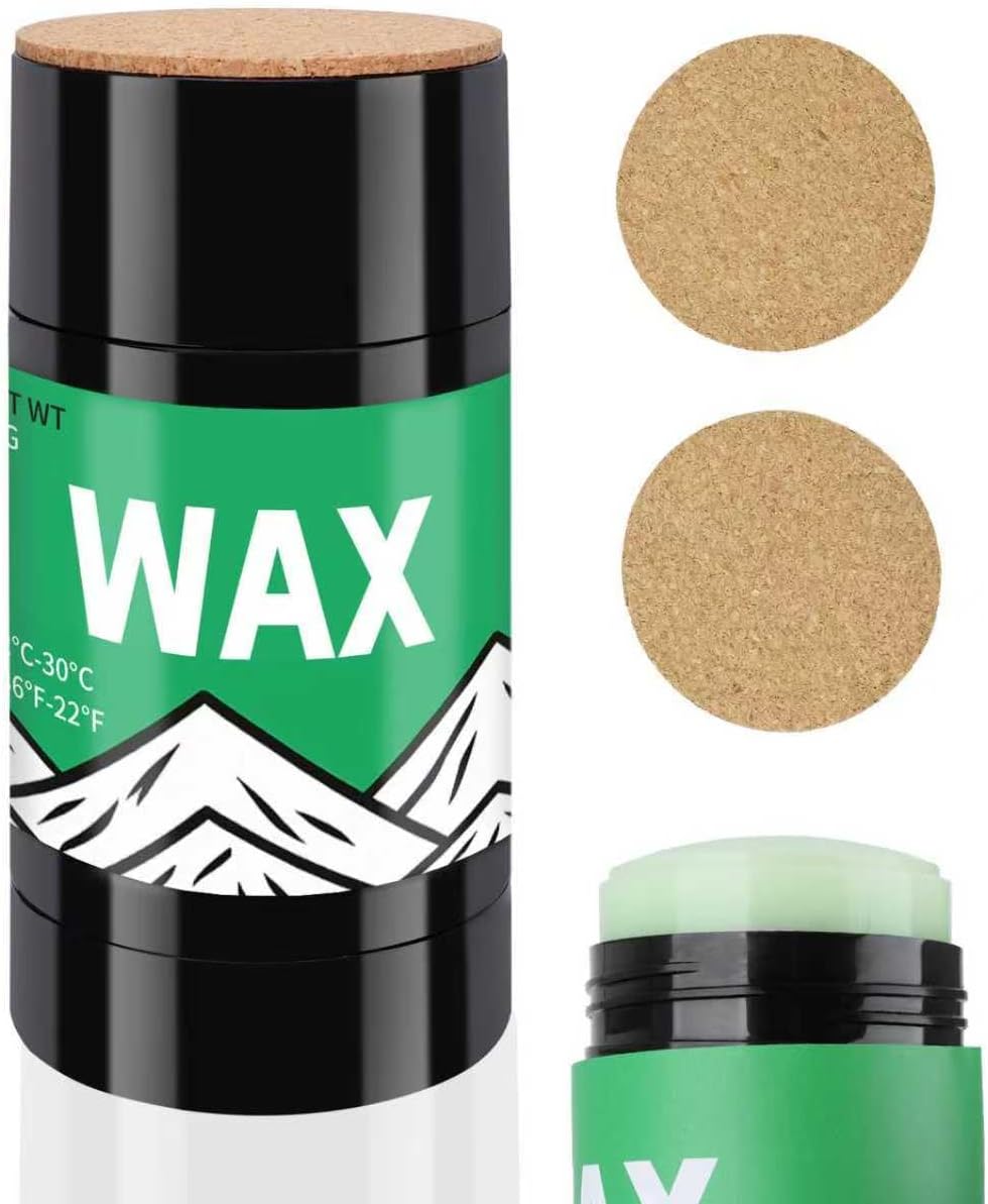 Rub On Ski and Snowboard Wax, 80G with 2 Cork Applicators | Universal Temperature, Portable Cross-Country