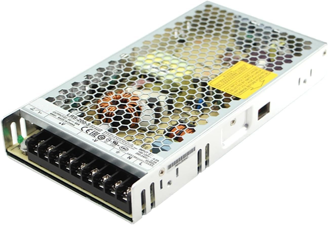 LRS-200-5 Industrial Switching Power Supply, 5V 40A 200W, Single Output, UL Certified, Fanless, Wide Input Voltage, for Automation, Control Systems