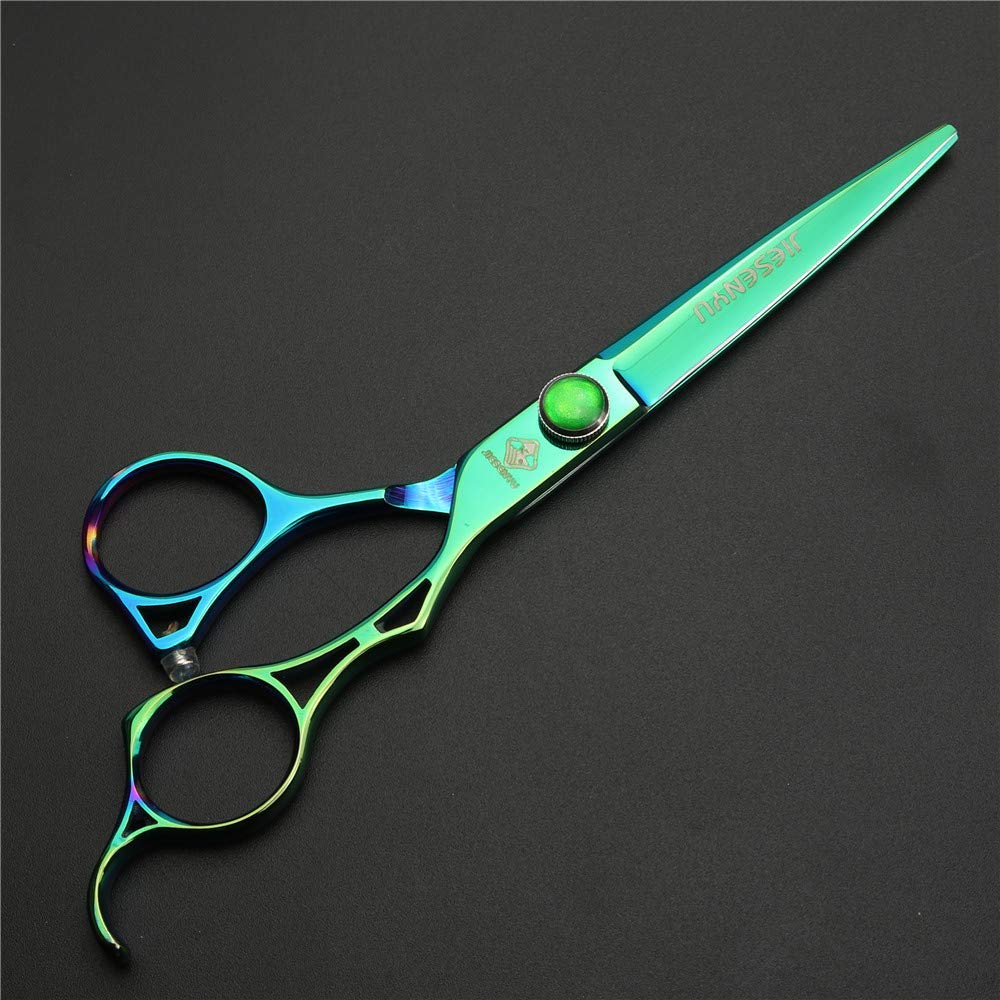 Jiesenyu - Forbici professionali da parrucchiere, 15,2 cm, in acciaio 440C, colore: Verde