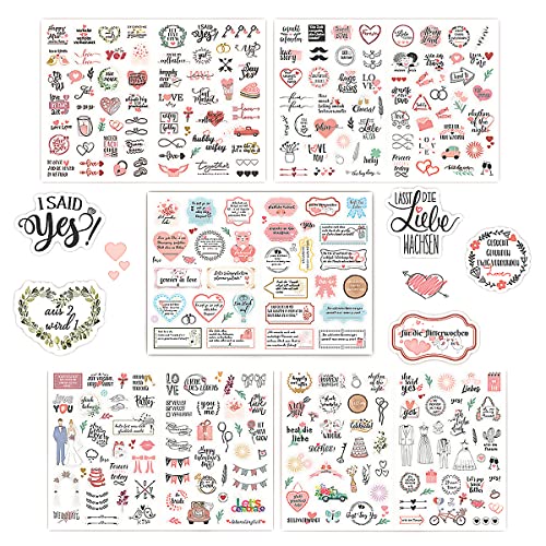 4 Sheets of Stickers for Guest Book Wedding Vintage Stickers for Scrapbooking Wedding Stickers Photo Album Cards for Invitations Wedding Christening Engagement Birthday Party