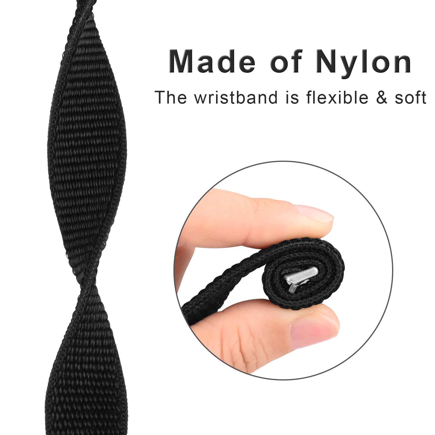 Mugust Nylon-Armband Für Huawei Band 8/9/10 – Verstellbar, Dehnbar & Atmungsaktiv | Ersatzarmband In Schwarz