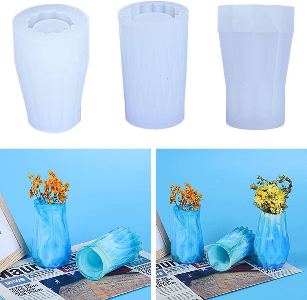 Three Different Models of Turpentine Mold Vase Model, Used to Make Your Favorite Vase Style by Hand, Perfect for People Who Like DIY Products