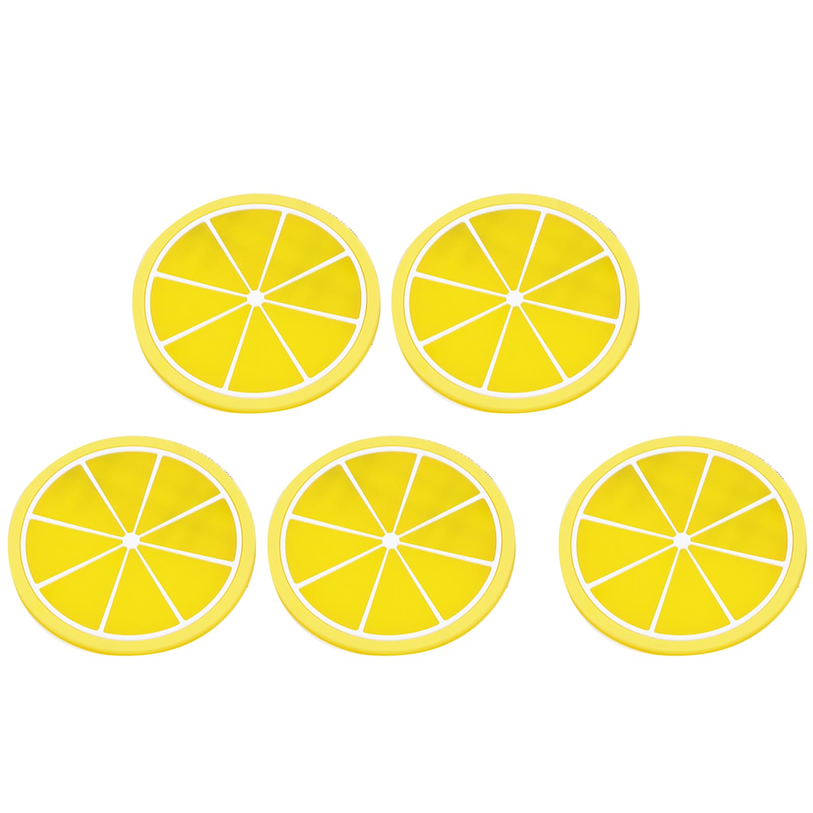 YuuHeeER Silicone Fruit Slice Pattern Drink Coasters Round Tea Coffee Soft Cup Mats 5 Pieces Lemon