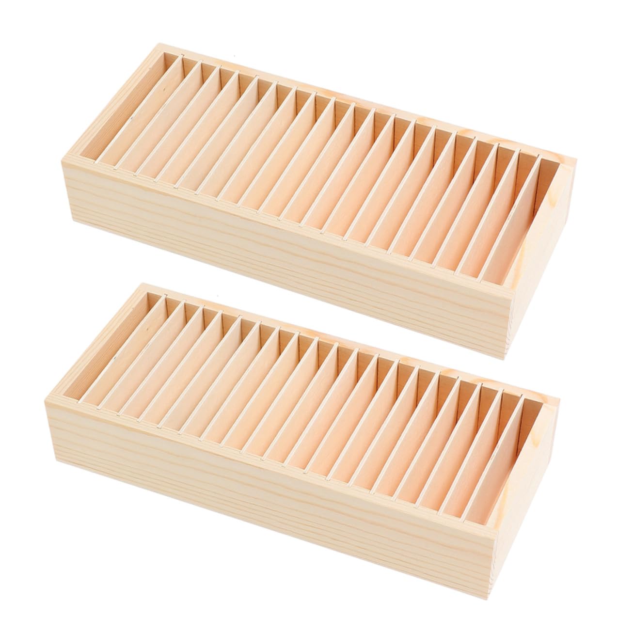 Boîte à fiches en bois détachable ULTECHNOVO avec compartiments multiples lot de 2 beige