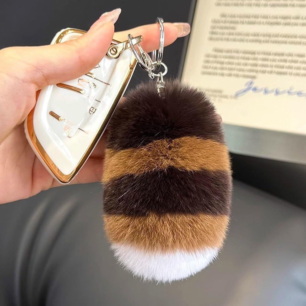 Amazon.co.jp: Ayrsjcl キーホルダー アライグマの尻尾 ふわふわ