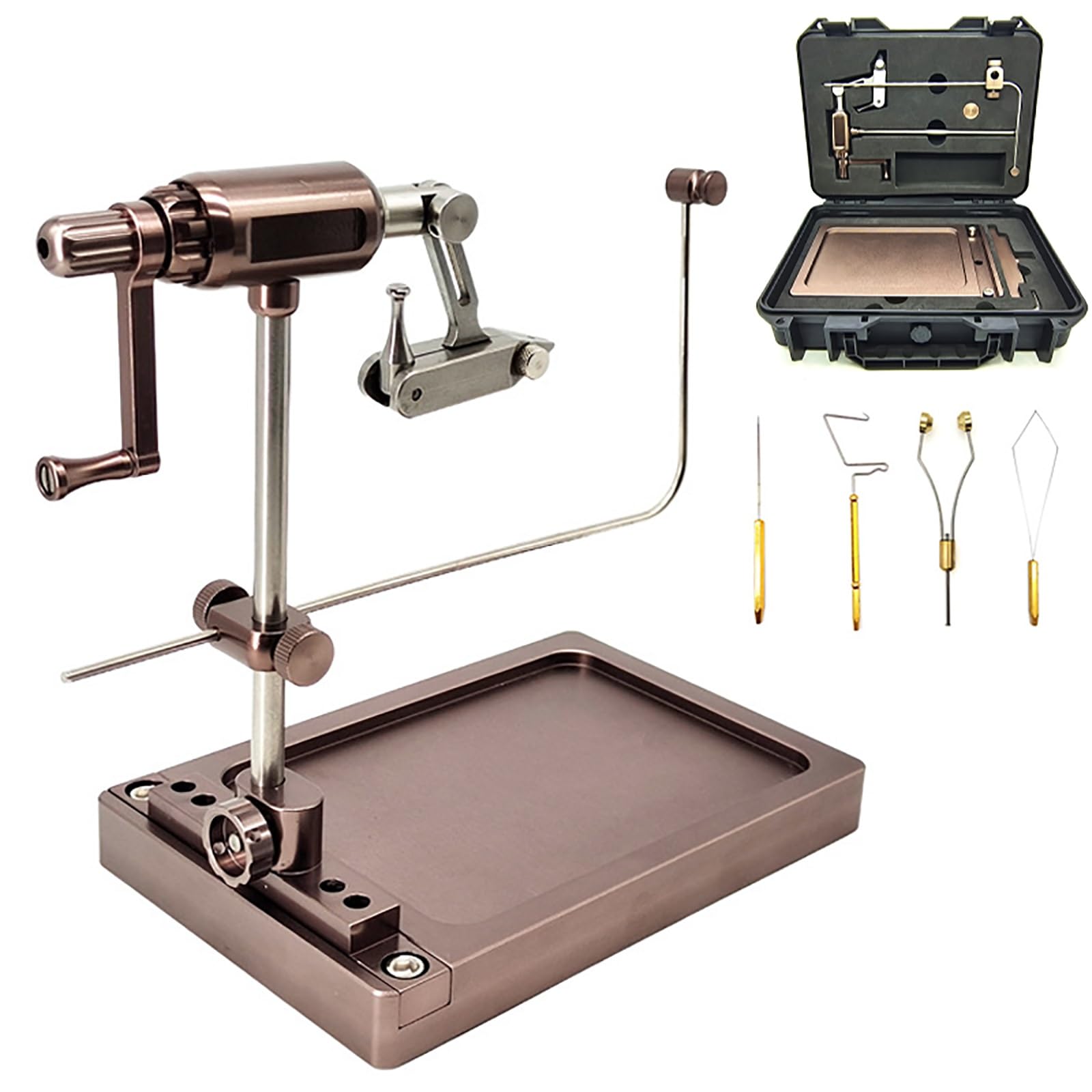 Ensemble d'étau de pêche à la mouche, rotation à 360°, outil sur pied avec boîte à outils et accessoires pour attacher et préparer des hameçons