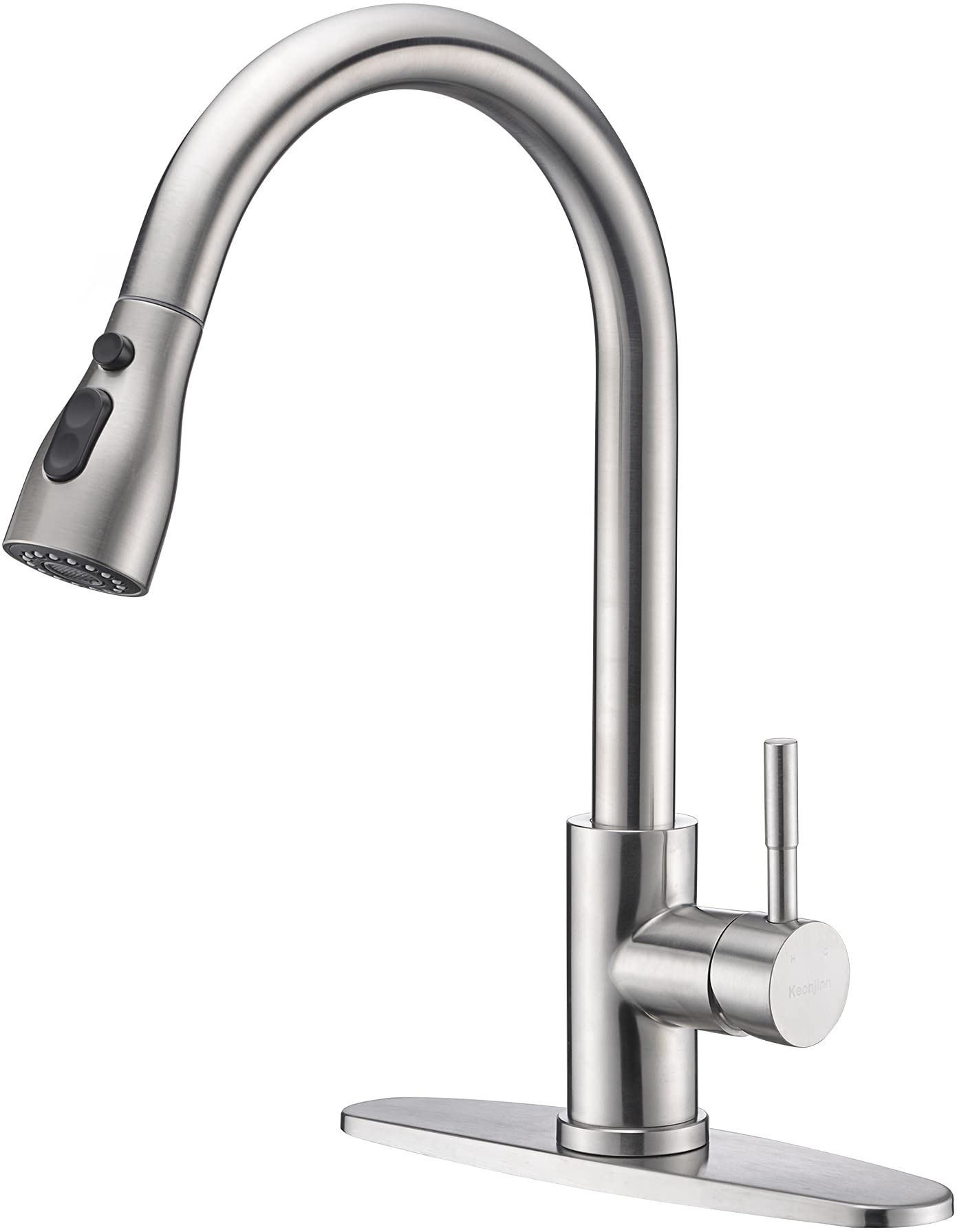 Buy Keonjinn Kitchen Faucet with Pull Down Sprayer, Brushed Nickel
