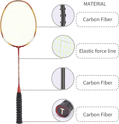 Miniatura 4 de TENGAOSI Badminton Racket, 4U Lightweight Badminton Racquet, Professional 100% Full Carbon Badminton Racket with Grip