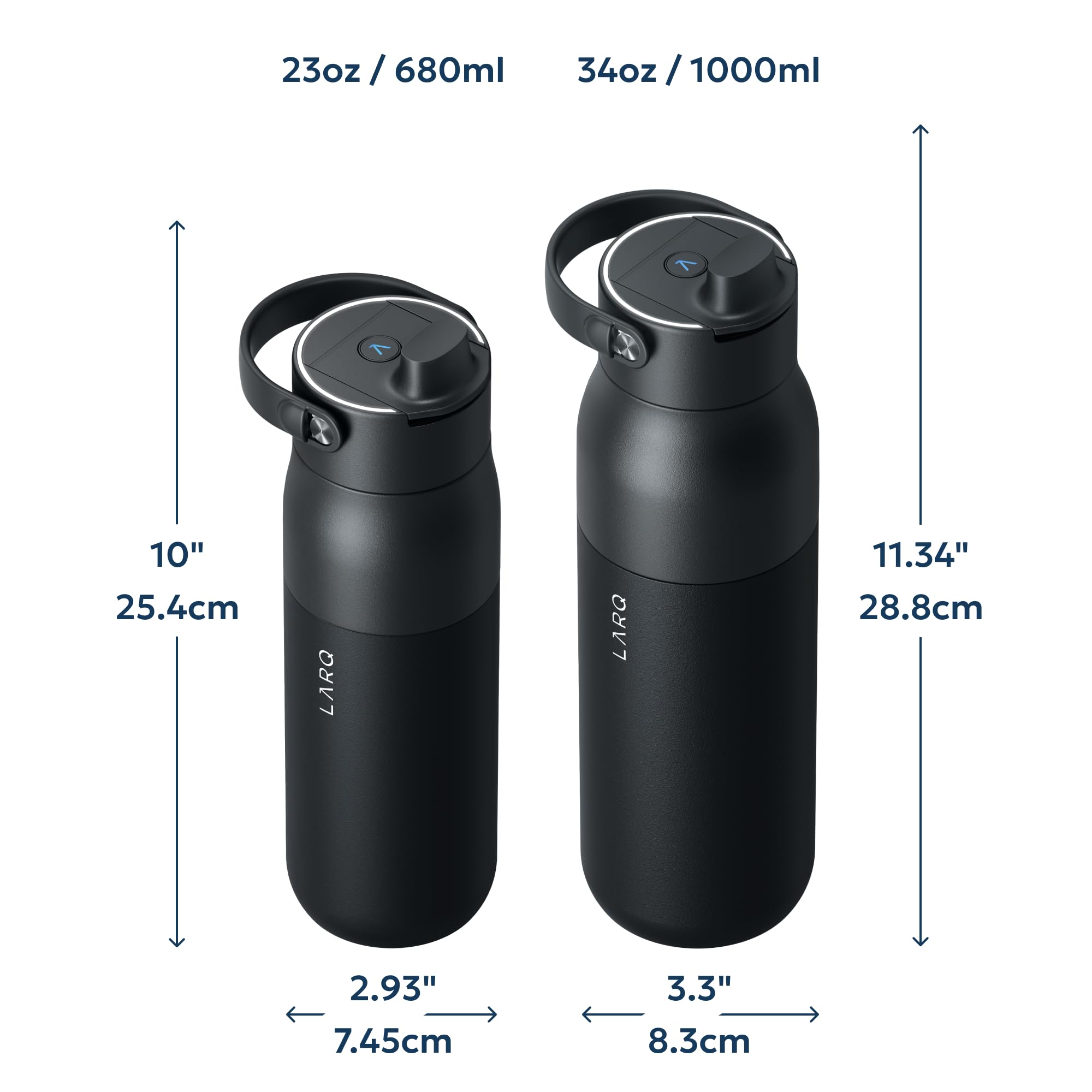 LARQ Bottle PureVis 2 - UV Water Purifier with Self-Cleaning, App Hydration Tracking, Filter Straw, Detachable Handle, Double-Wall Insulated