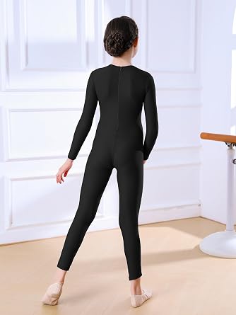 Girls' Full Body Long Sleeve Unitard One Piece Gymnastics Dance Bodysuits for Kids