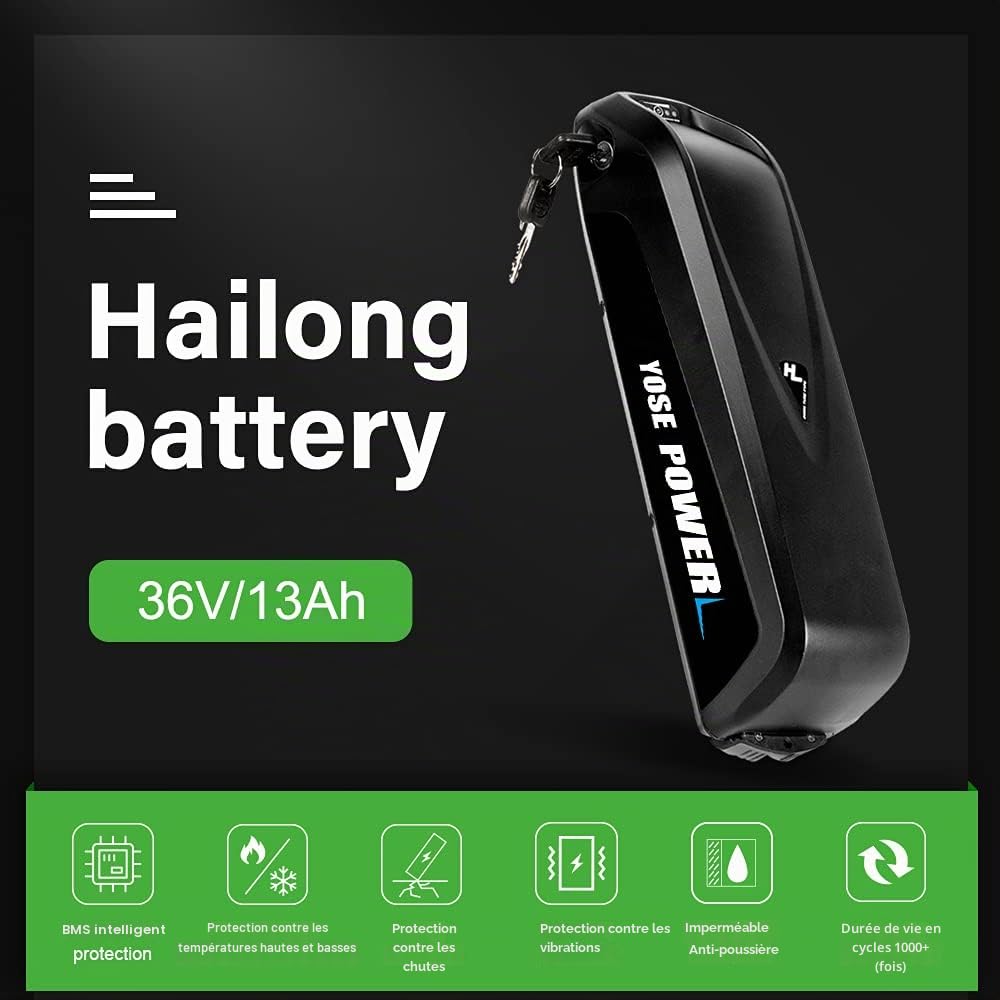YOSE POWER Hailong Batterie de vélo électrique 36V pour Moteur 250W / 350W /500W Tube inférieur pour Mifa Vaun Prophete