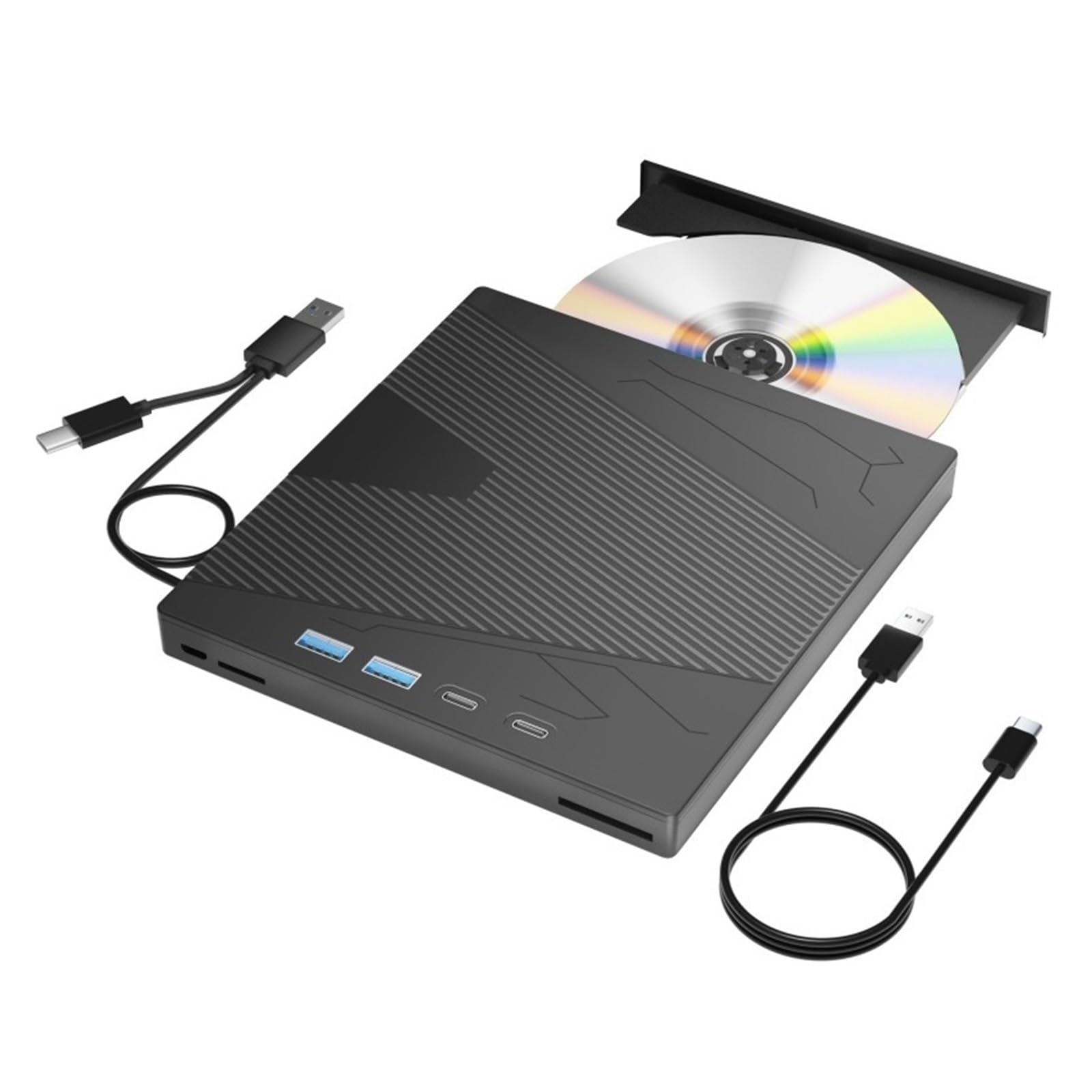 Zewnętrzny Napęd CD/DVD USB 3.0 Typu C Z 4 Portami I Gniazdem Na Karty TF/SD Nagrywarka Czytnik Odtwarzacz Wyczyść Proces Odtwarzania