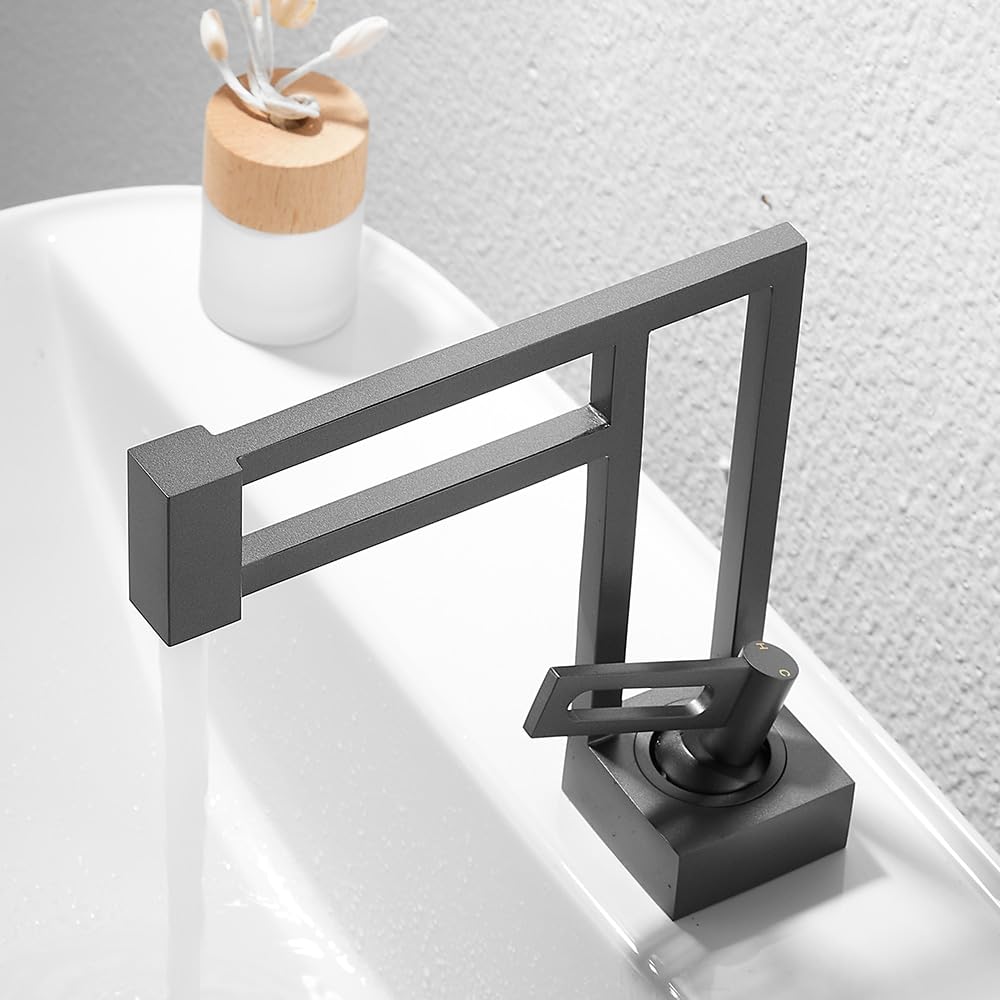 Robinet de lavabo résistant au calcaire mitigeur gris de salle de bain