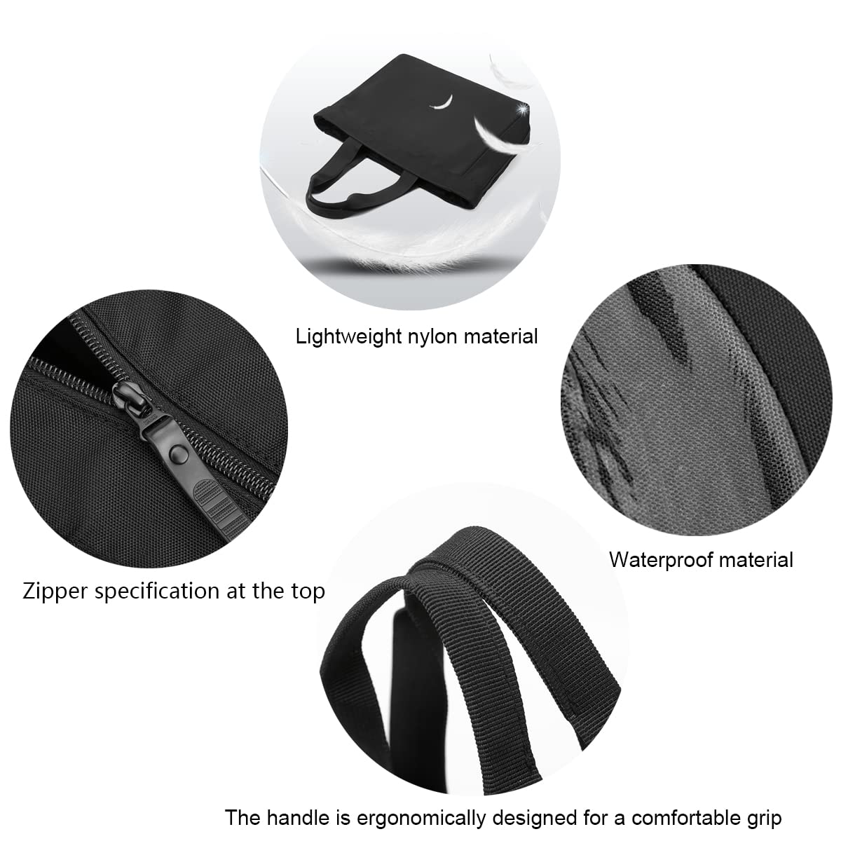 zhongningyifeng Hombres Bolsa Tote de 14 pulgadas portátil de nylon impermeable ligero de negocios Casual Negro Bolso para el Trabajo Escuela Viajes