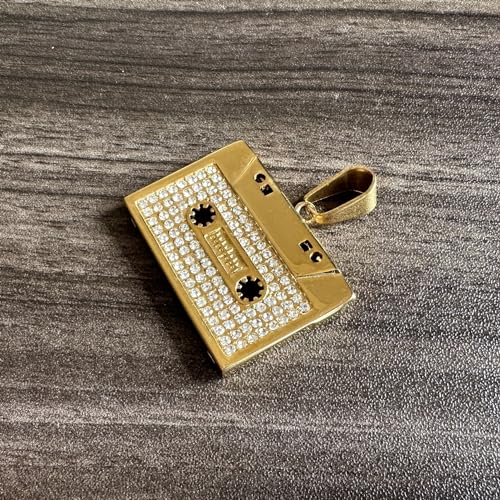 18K Gold Plated Rhinestones Necklace Stainless Steel Tape Pendant Necklace4