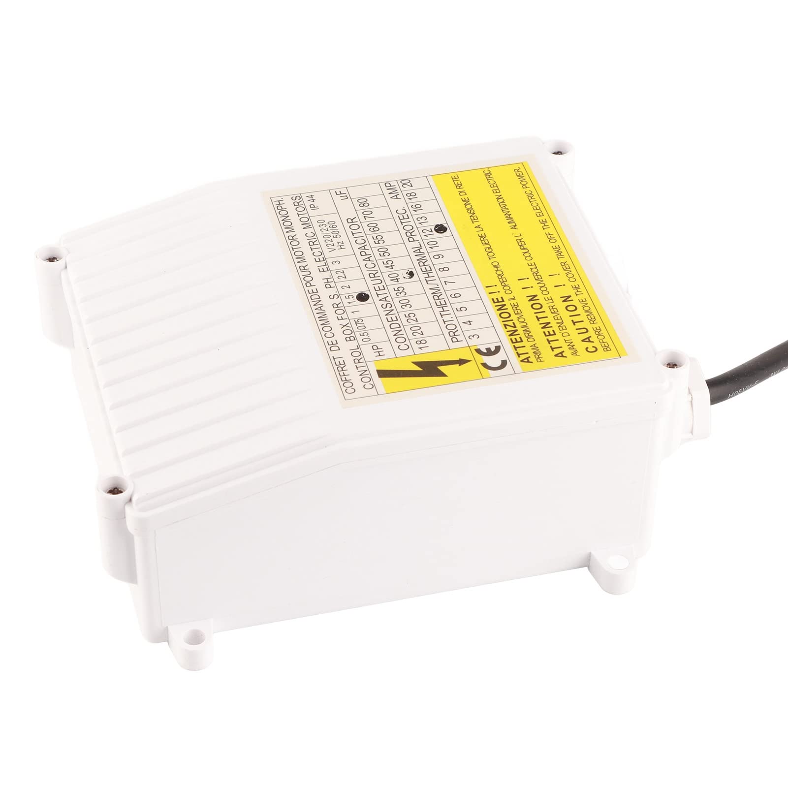 Scatola di Controllo della Pompa, Controller della Pompa del Pozzo Integrato Nell'interruttore Automatico di Protezione Termica(1100W 1,5HP 60uf 25A UE Spina 220V)