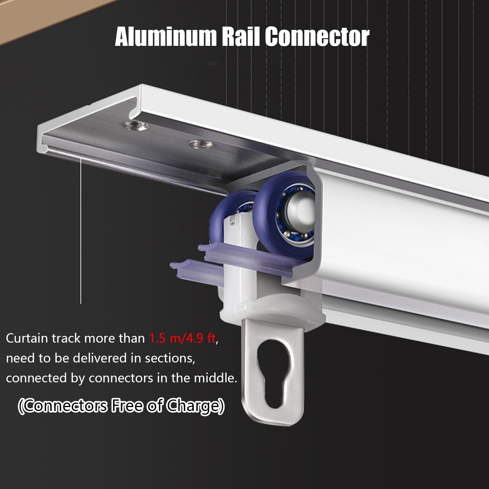 Raumteiler-Schienensystem, gerade Vorhangschiene aus Aluminium zur Wand-/Deckenmontage für den Innen- und Außenbereich, Vorhangstange mit Schiene, Rollenhaken, Mont,Ceiling Mount-150cm