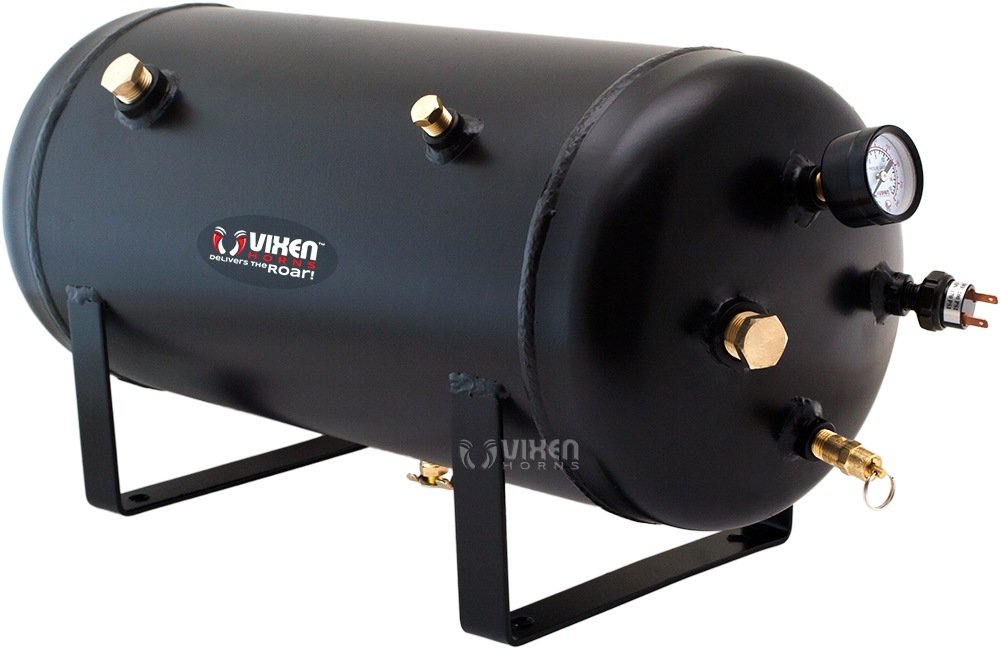 Vixen Horns 5 Gallon (18 Liter) Train/Air Horn Tank with Dual 200 PSI Compressor Onboard System/Kit 12V VXO8350BDP