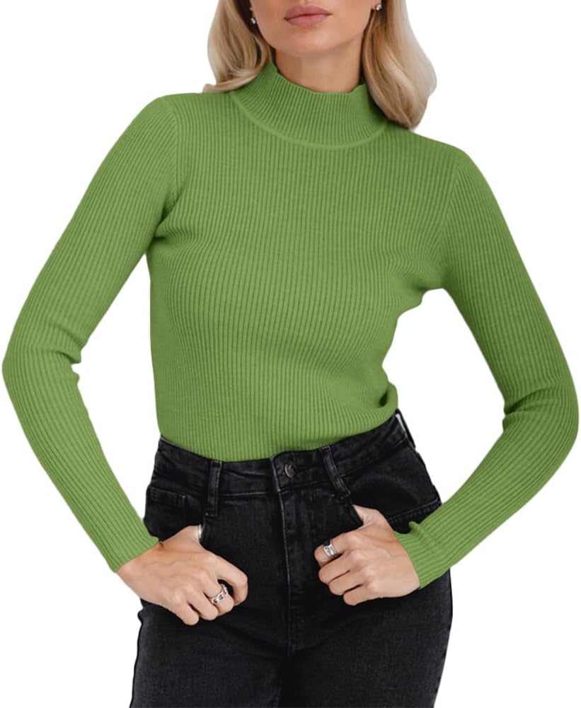 ORANDESIGNE Caldo Top a Collo Alto Donna Maniche Lunghe Dolcevita Basic Magliette Tinta Unita Casual Eleganti Bluse Pullover Slim Fit Maglione Sottile T Shirt Stretch Autunno A caffè XS